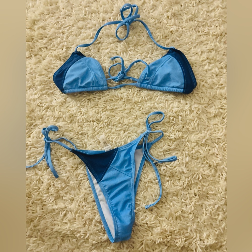 Blue and navy bikini set